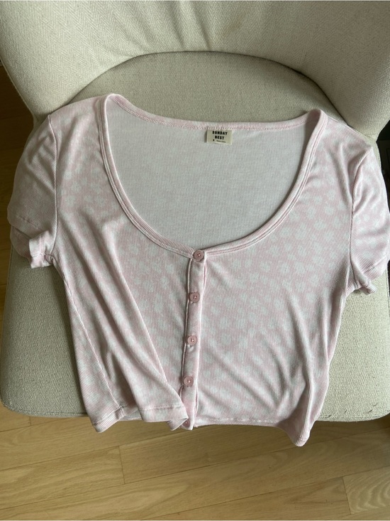 Aritzia Tops - Aritzia Sunday Best Holly Ribbed Top Pink Floral size Small